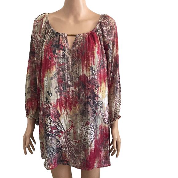 Sara Michelle Blouse Womens 2X Lightweight Abstract Pattern - Picture 3 of 12